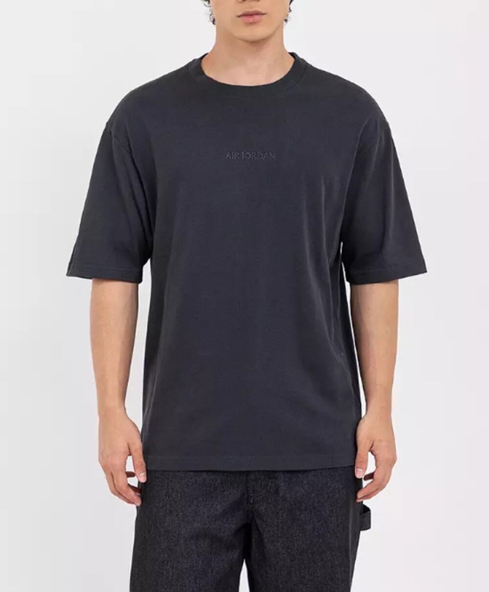 AIR JORDAN Wordmark Short Sleeve T-Shirt Crewneck Relaxed Fit Black Mens Size XL
